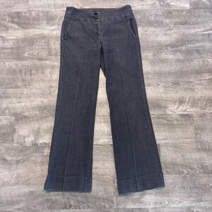 Sandro Cuffed Straight Leg Mid Rish Slate Gray Tailored Trouser Pant Womens 4P